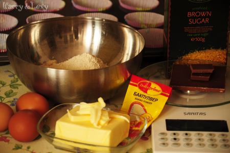 Ingredients for Chocolate Chestnut Cupcakes