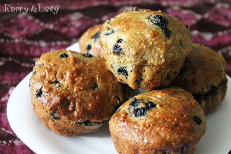 Whole Grain Blueberry Muffins for breakfast