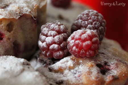 Raspberry Muffins with Icing Sugar