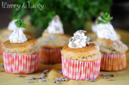 salty cupcakes with parmesan and sunflower seeds