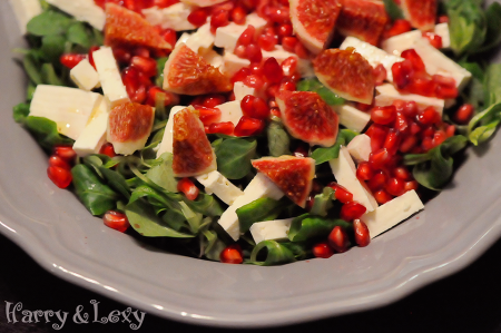 Lambs Lettuce Salad with Figs, Pomegranate and Feta Cheese