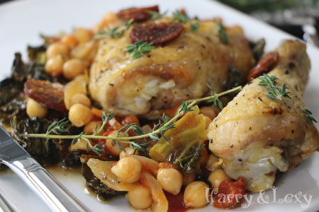 Chicken with Chickpeas, Chorizo and Tomatoes